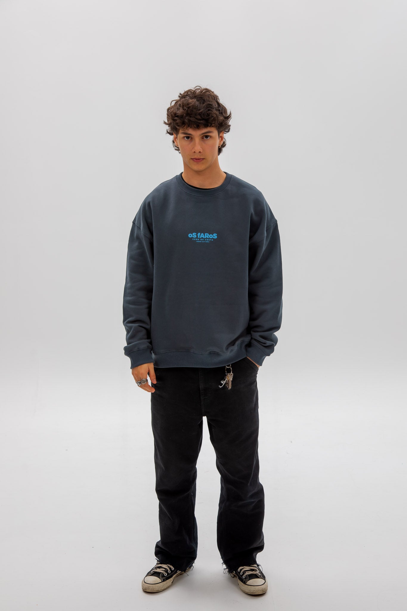 SUDADERA ANTRACITA/AZUL "OS FAROS"