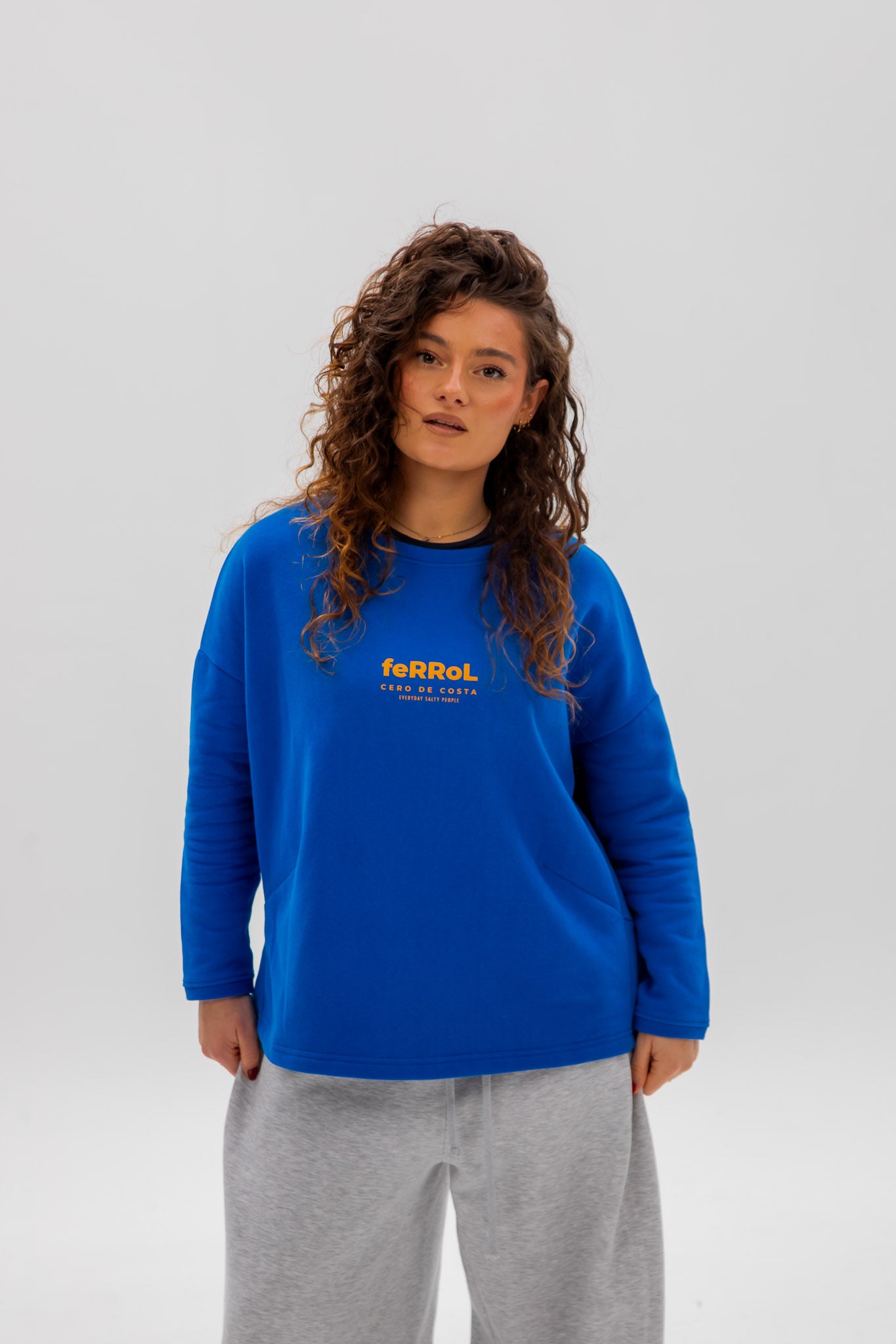 BLUE/ORANGE "FERROL" SWEATSHIRT WITHOUT BORDER