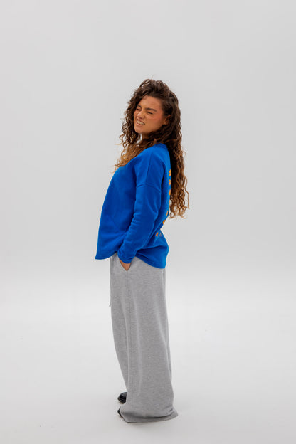 BLUE/ORANGE "FERROL" SWEATSHIRT WITHOUT BORDER