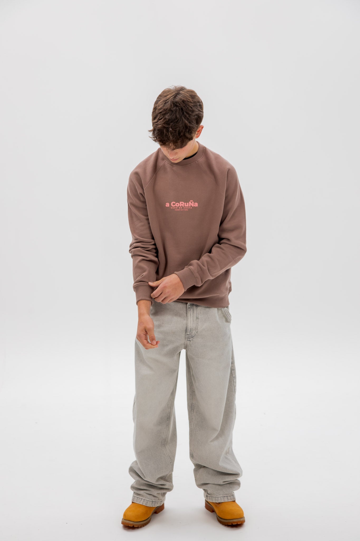 SUDADERA MARRÓN/ROSA 