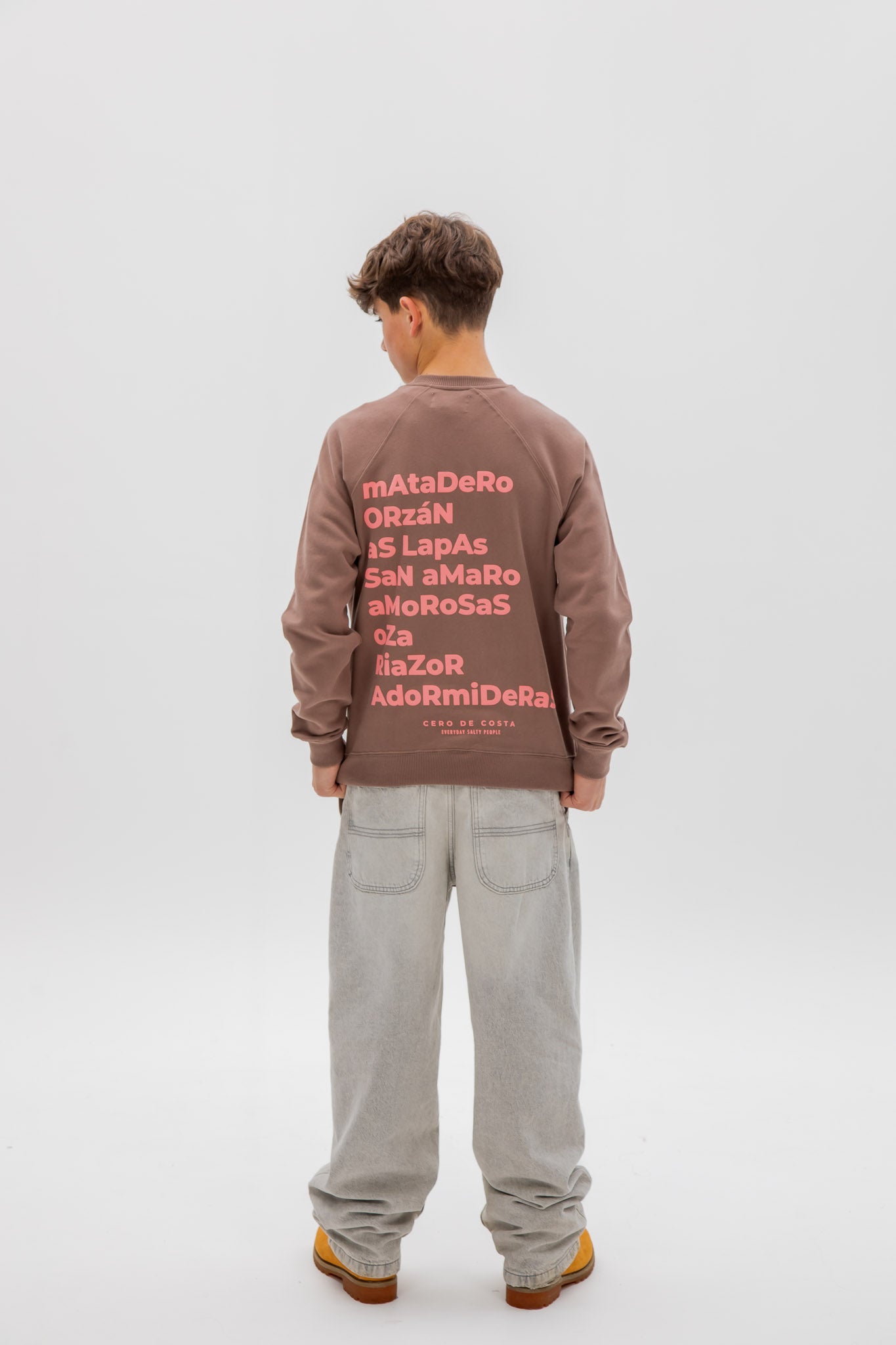 SUDADERA MARRÓN/ROSA "A CORUÑA"