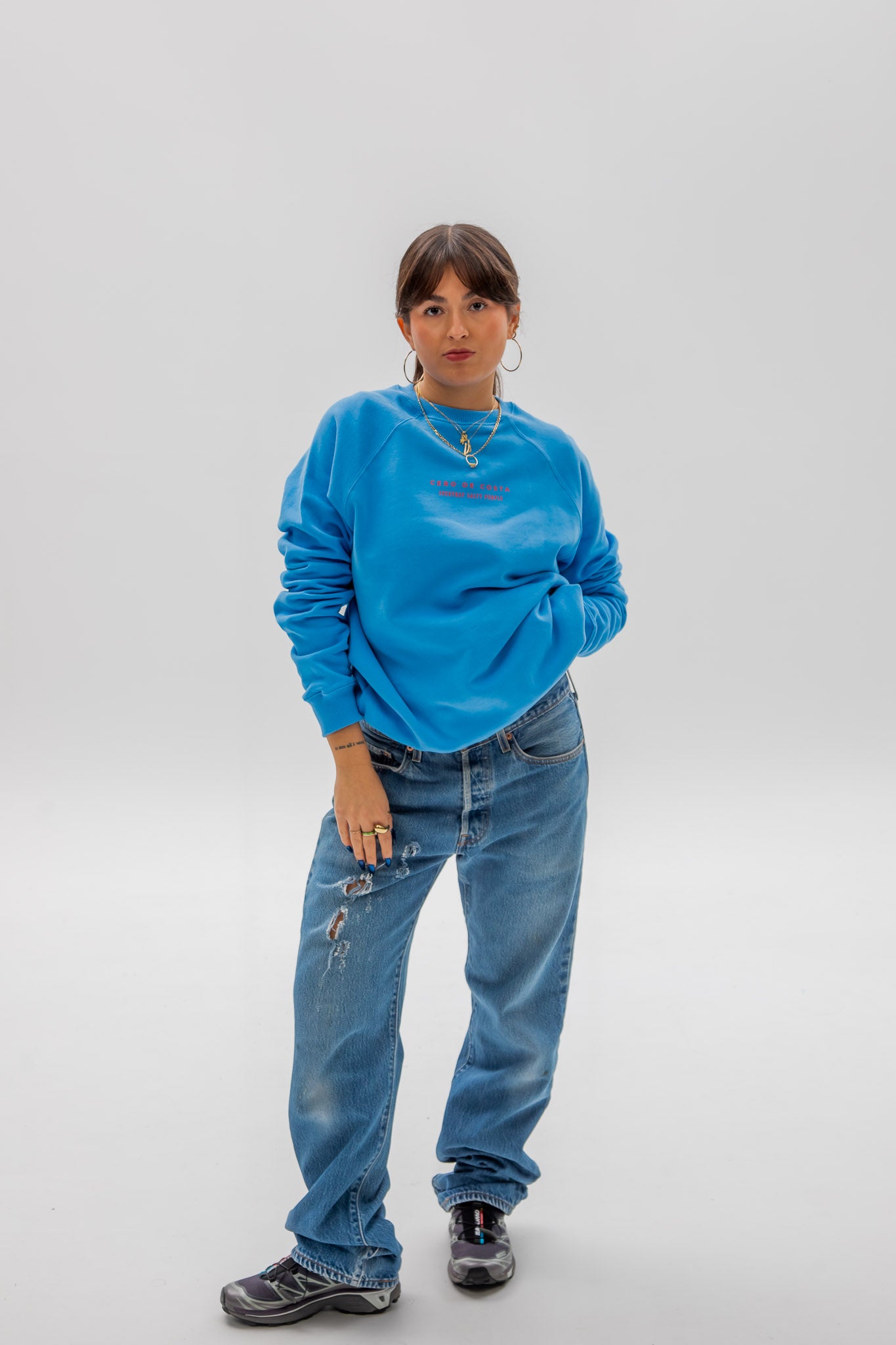 SUDADERA AZUL TIZA/ROSA "CÍES"