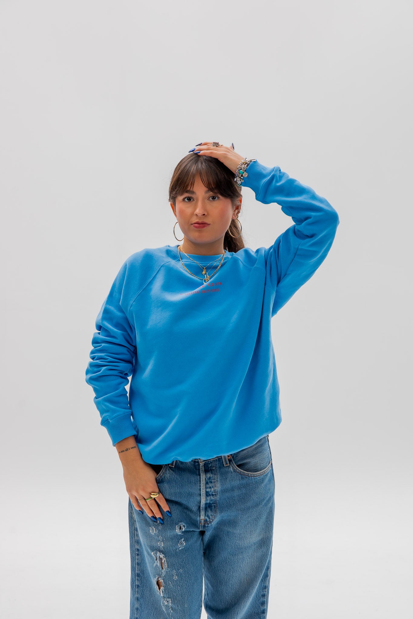 SUDADERA AZUL TIZA/ROSA 