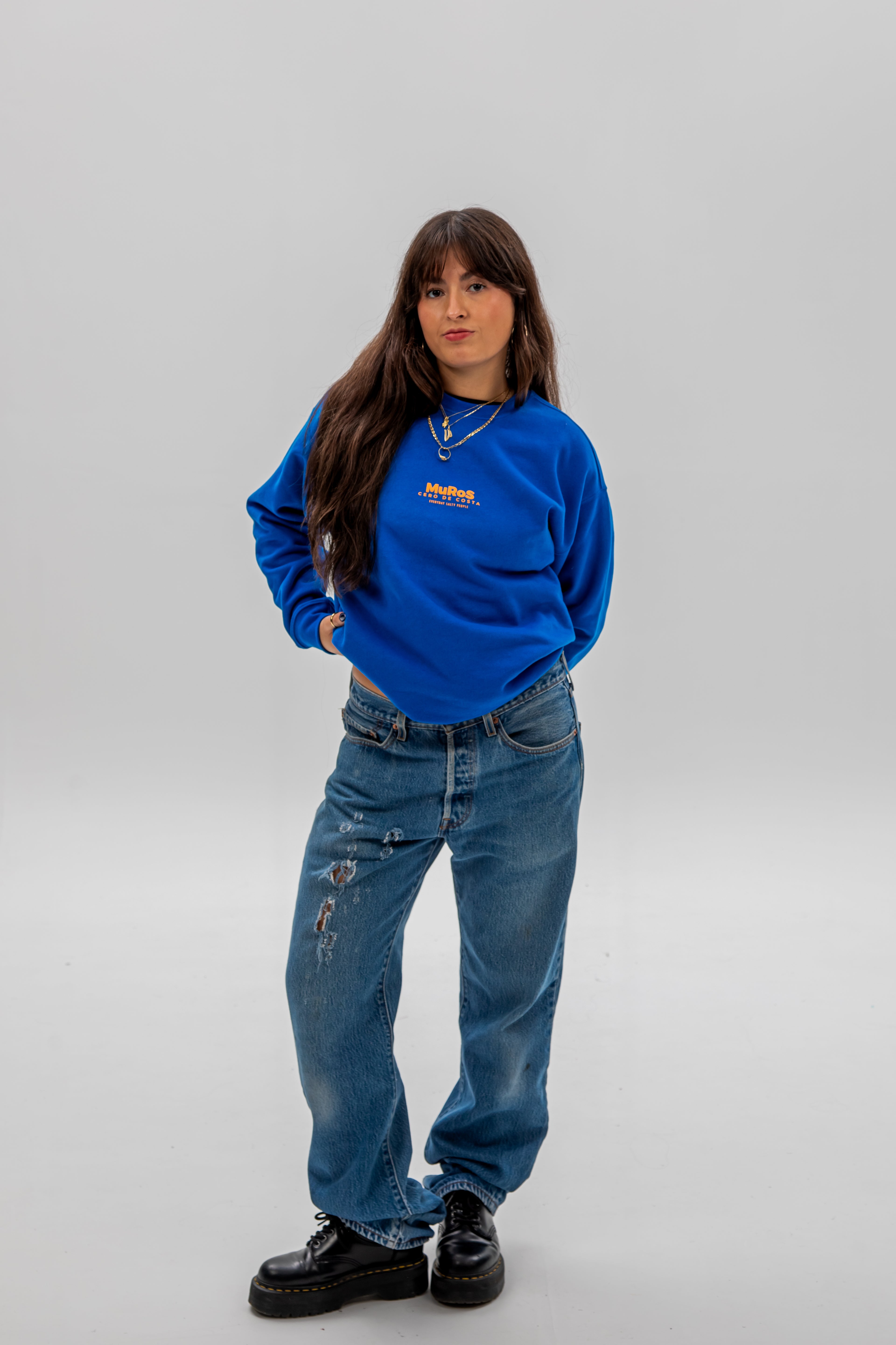 SUDADERA MUROS AZUL/NARANJA