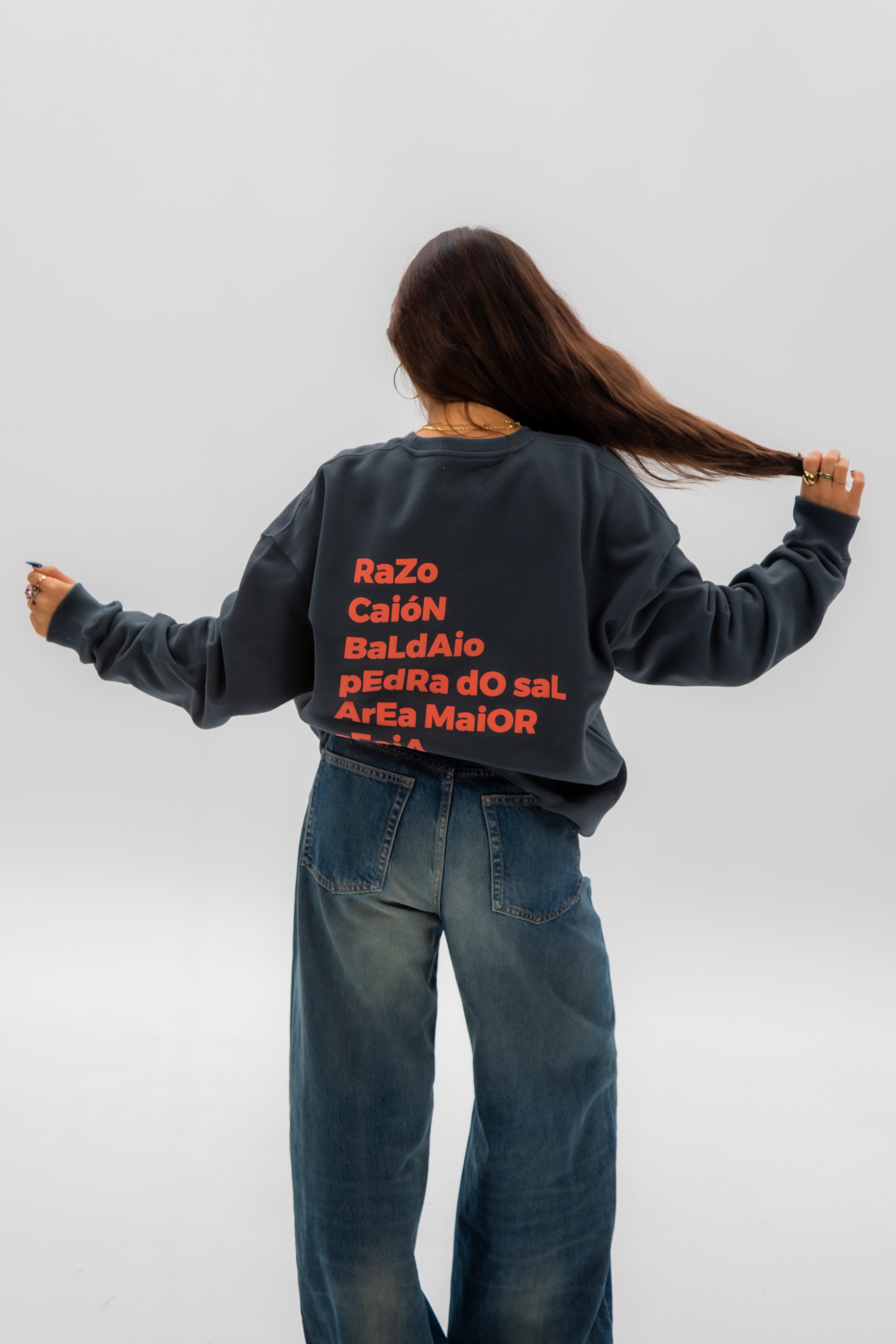 SUDADERA ANTRACITA/NARANJA "PLAYAS RAZO"