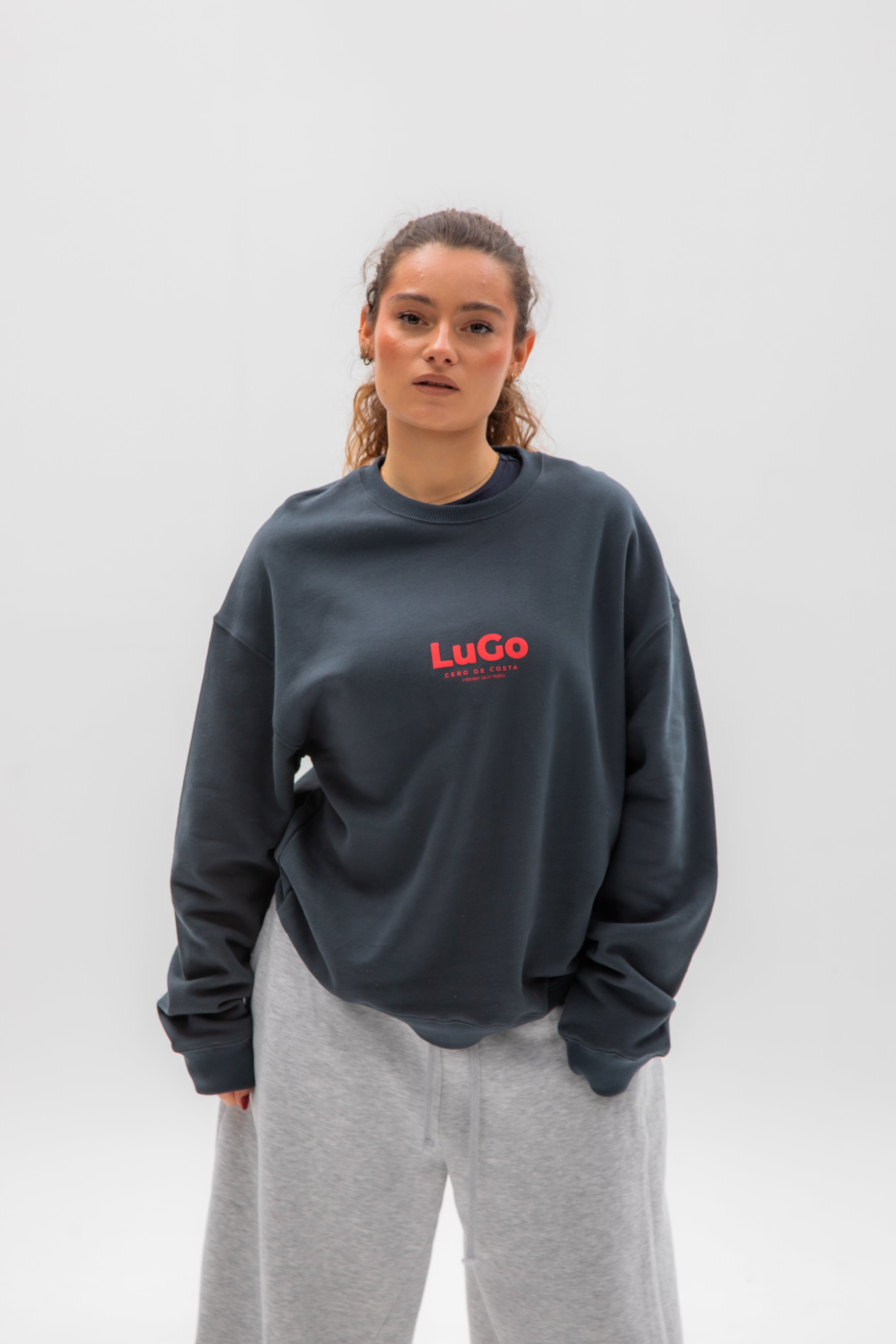SUDADERA ANTRACITA/CORAL "LUGO"