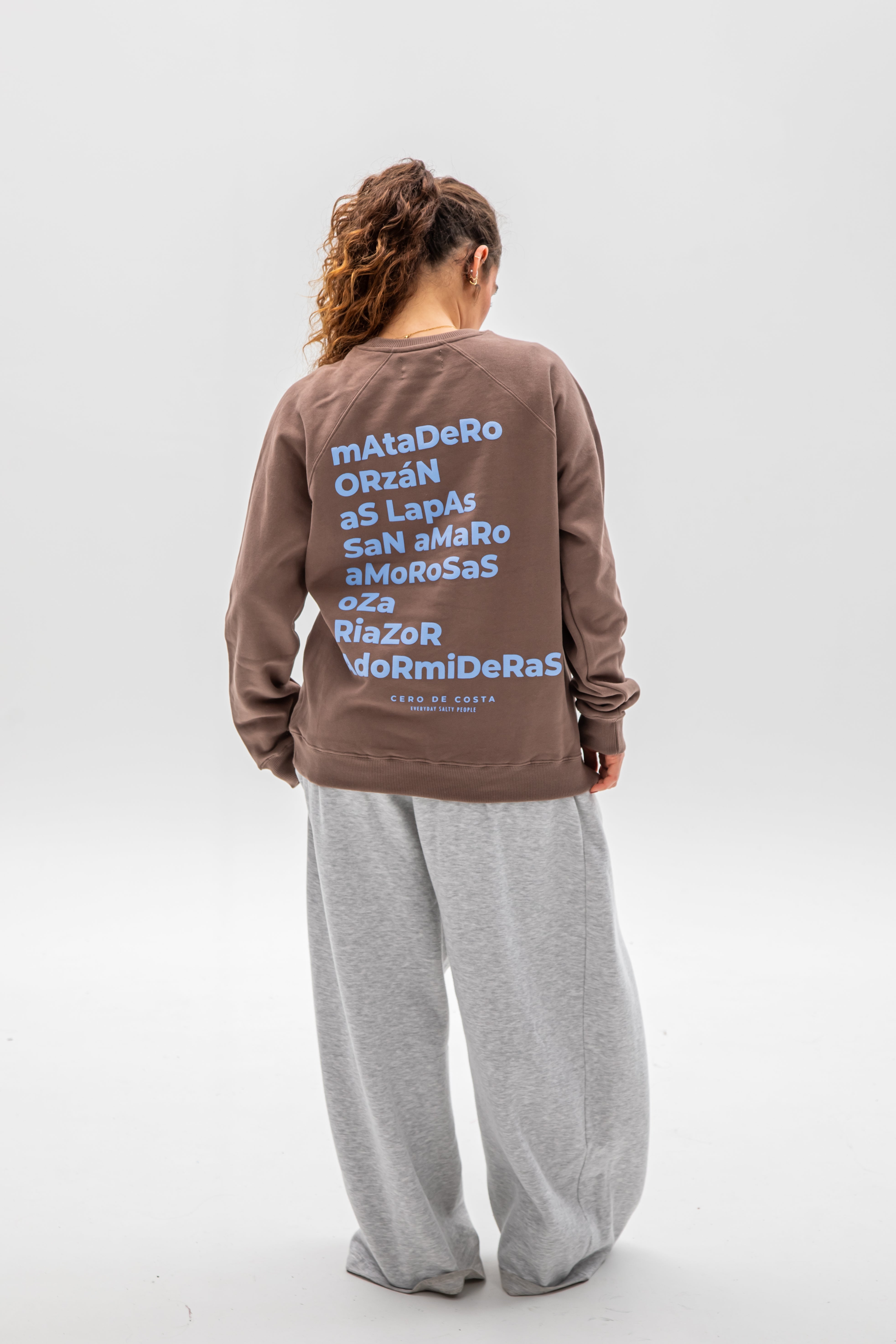 SUDADERA MARRÓN/CELESTE 