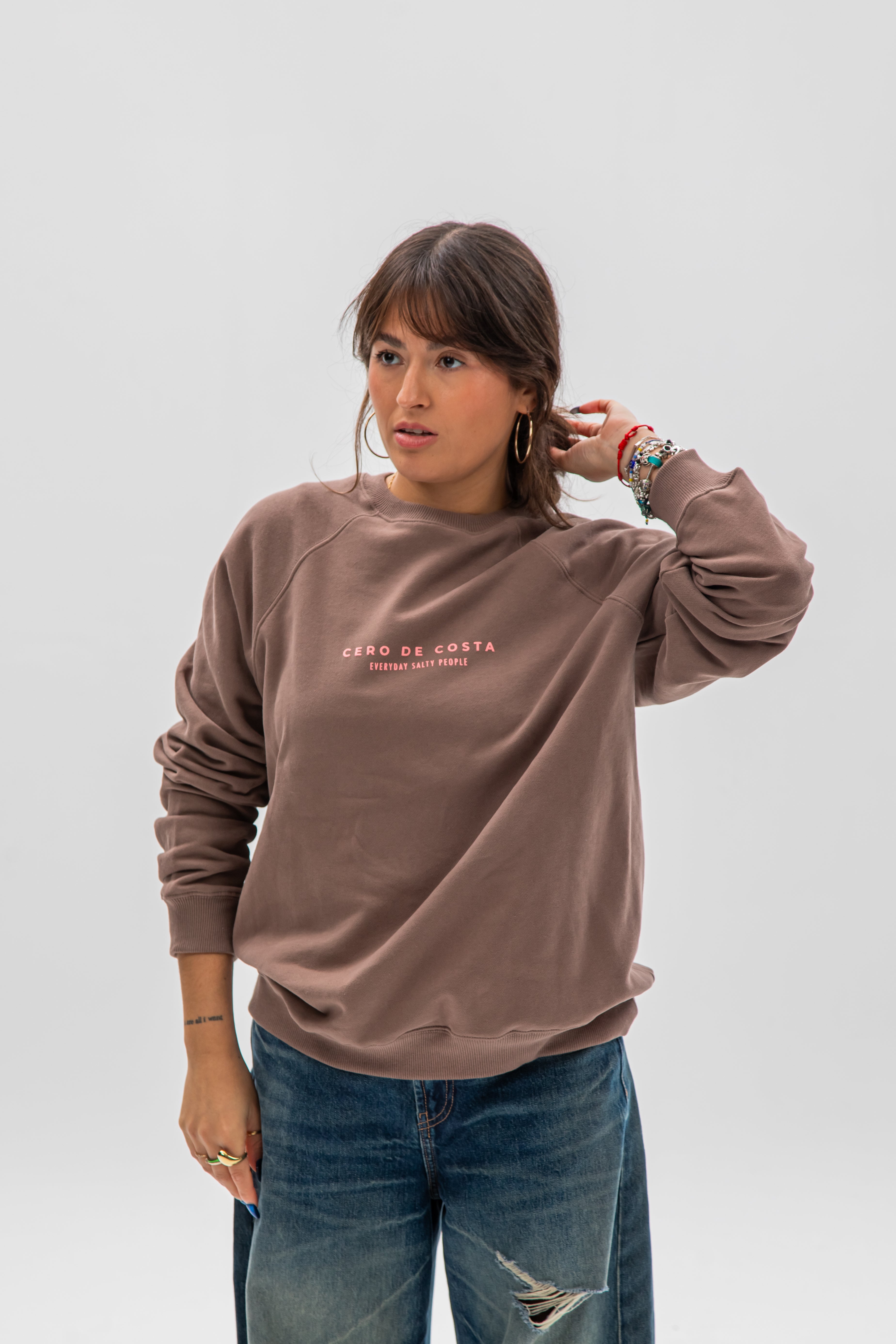 SUDADERA MARRÓN/ROSA 