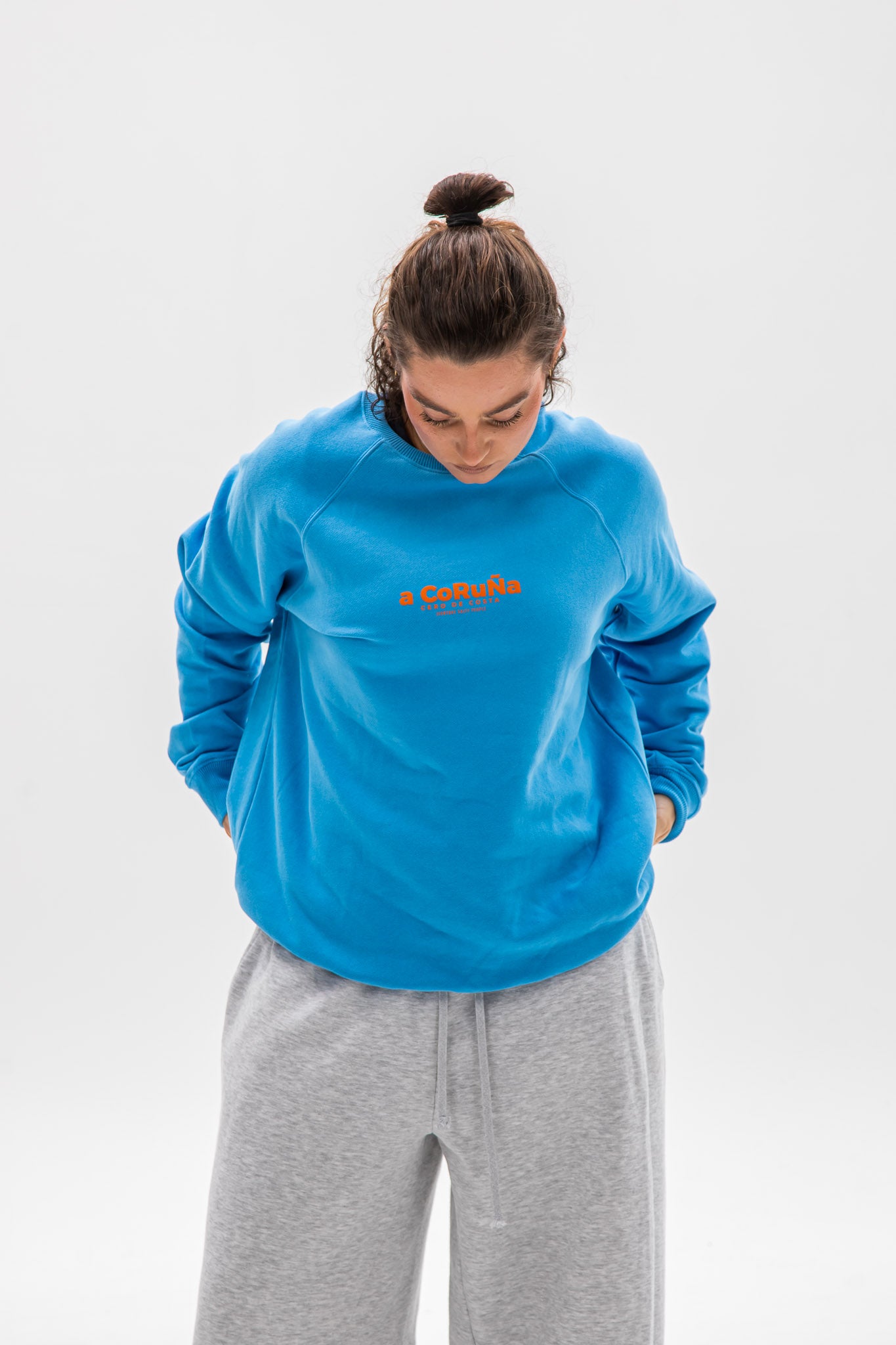 SUDADERA AZUL TIZA/NARANJA "A CORUÑA"