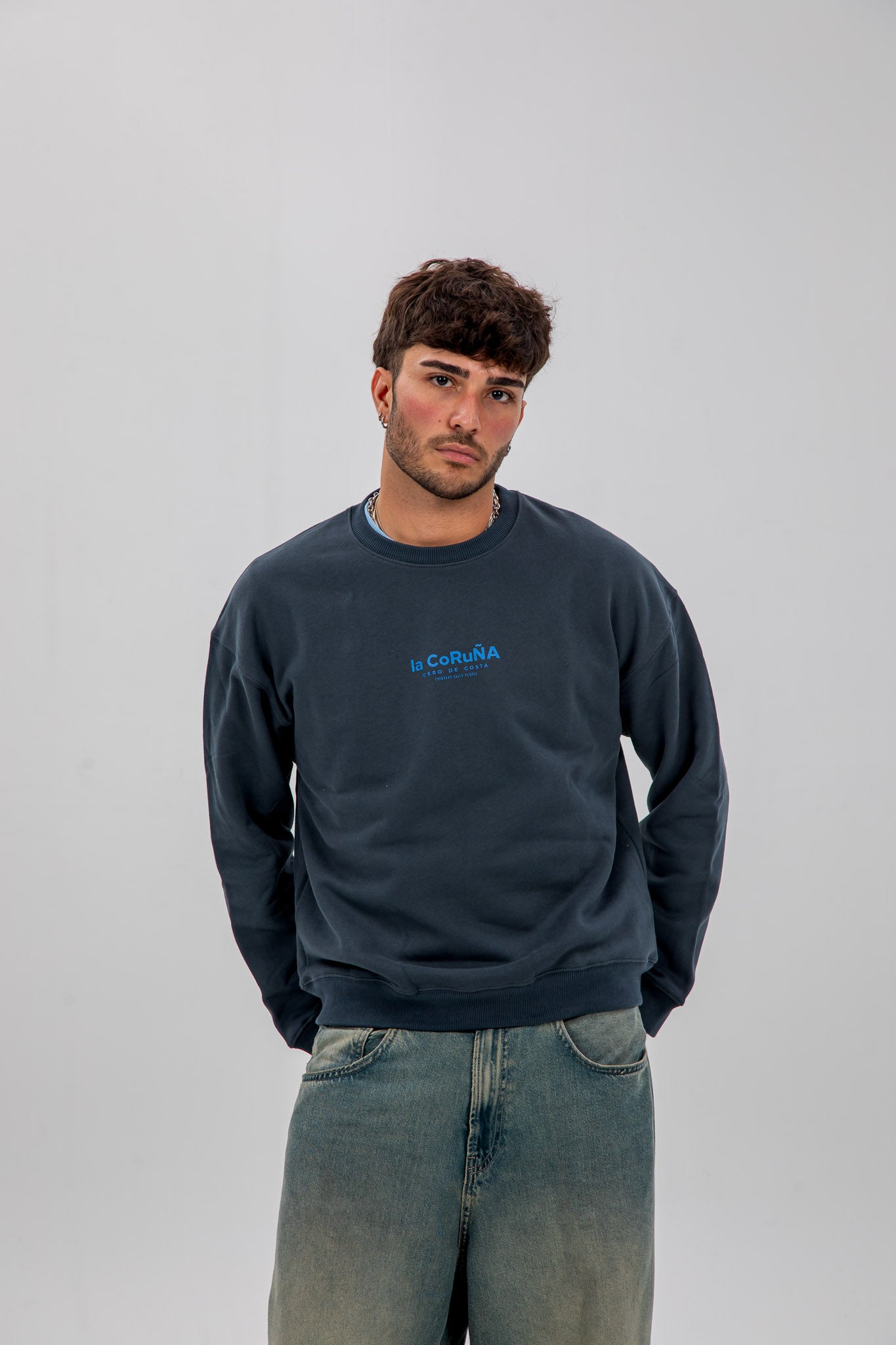 SUDADERA ANTRACITA/AZUL "LA CORUÑA"
