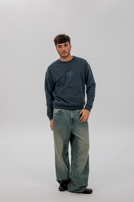SUDADERA ANTRACITA/CELESTE "CDC GRANDE" LOGO
