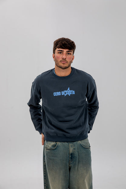 SUDADERA ANTRACITA/CELESTE "BAIONA" ESTRELLA