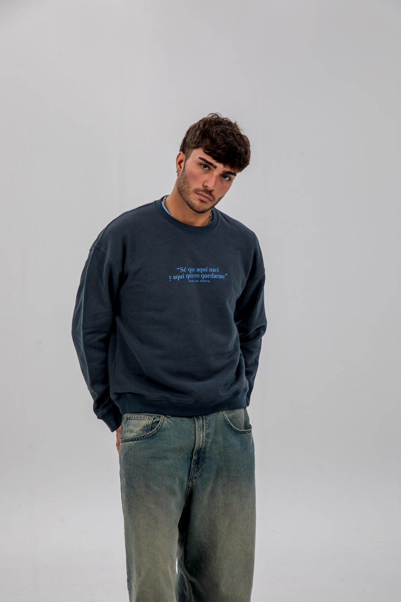 SUDADERA ANTRACITA/CELESTE "LOS LIMONES"