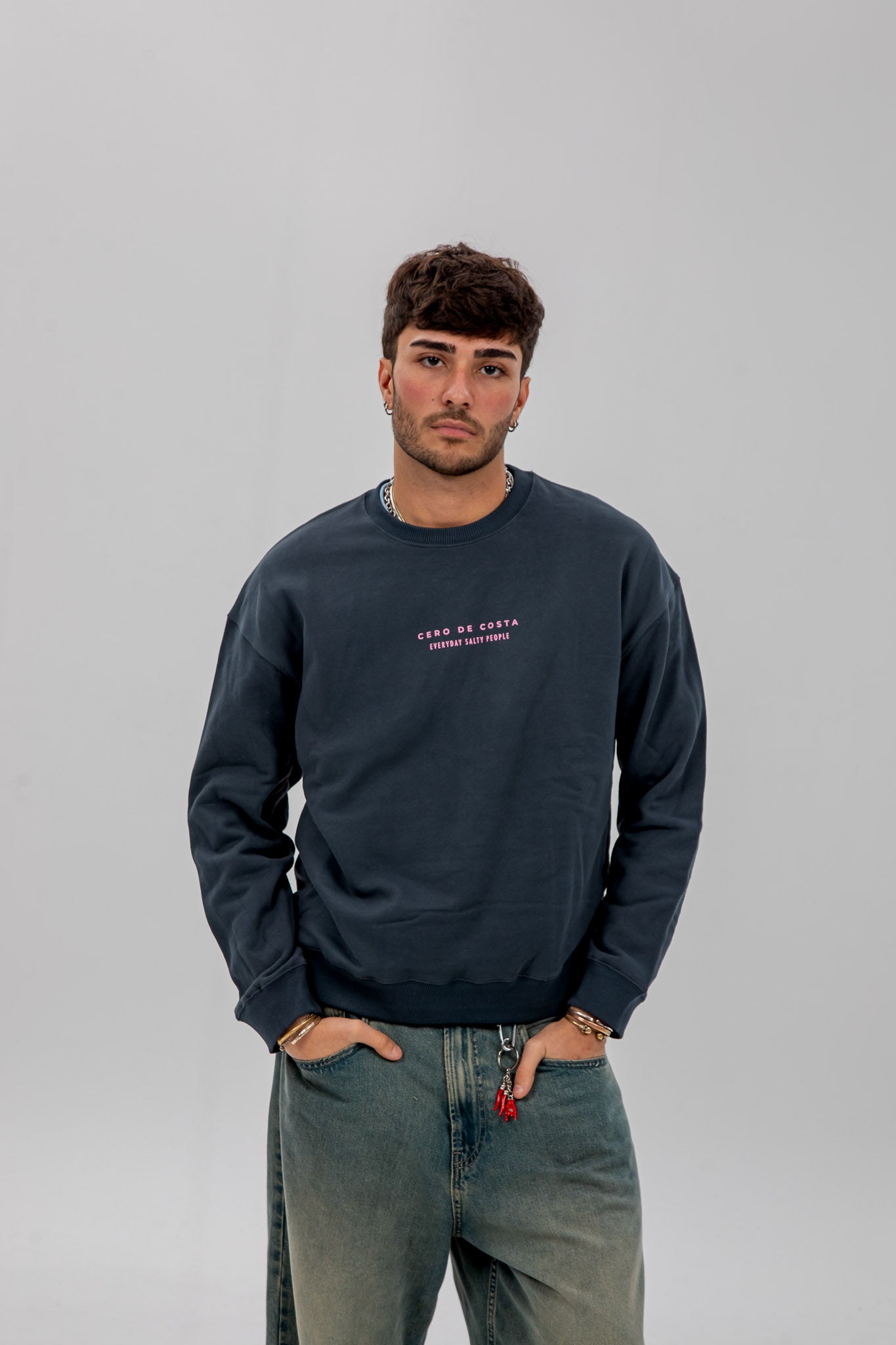 SUDADERA ANTRACITA/ROSA "CERO DE COSTA PLAYAS SURF"