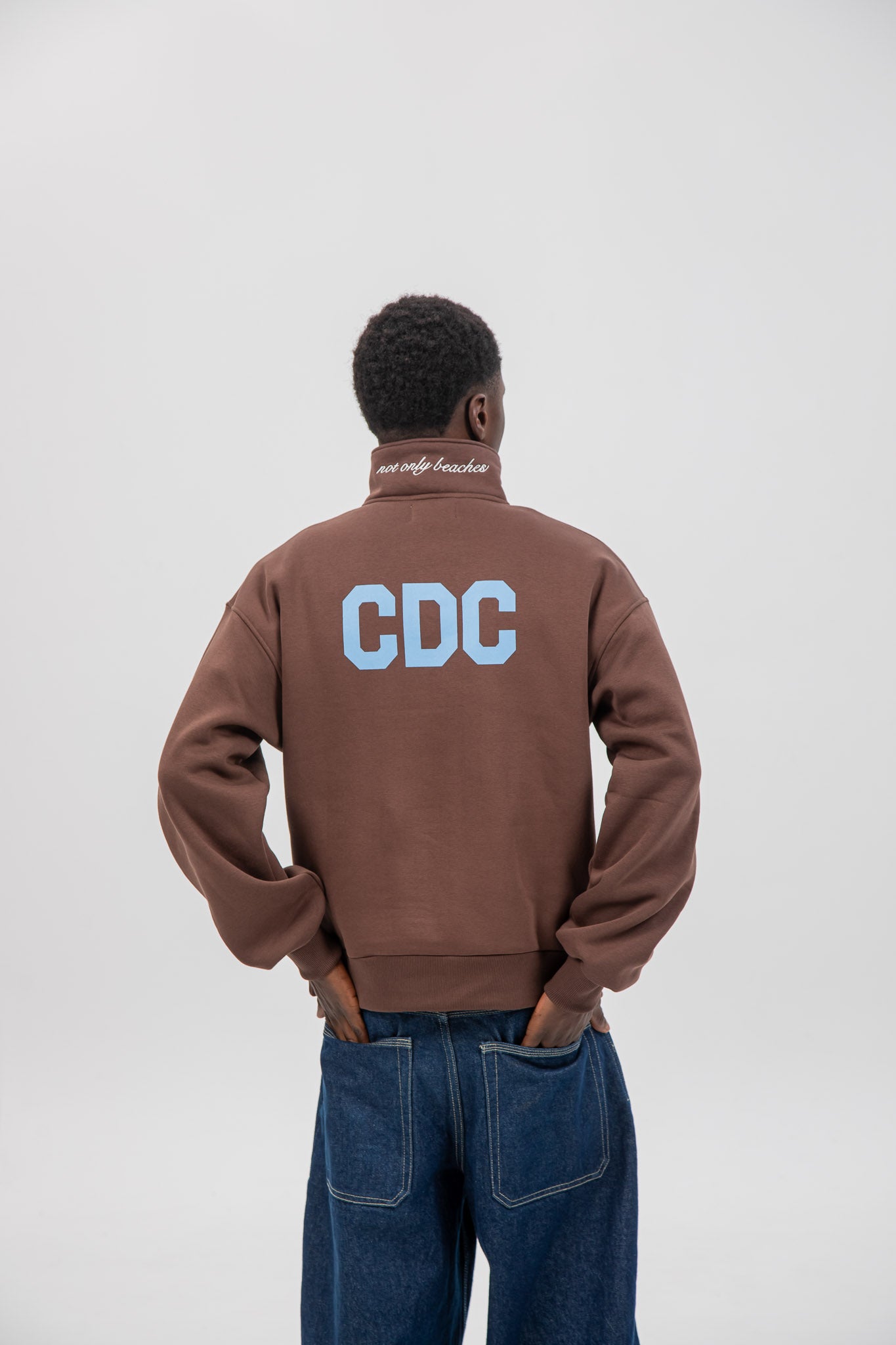 BROWN/BLUE "CDC" HALF-ZIP SWEATSHIRT