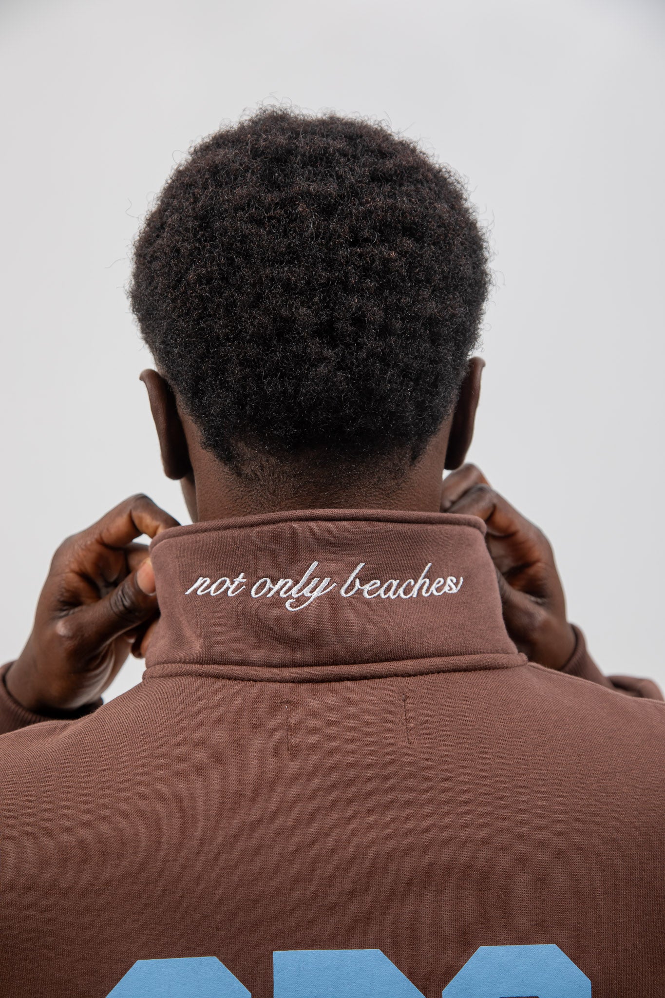 BROWN/BLUE "CDC" HALF-ZIP SWEATSHIRT