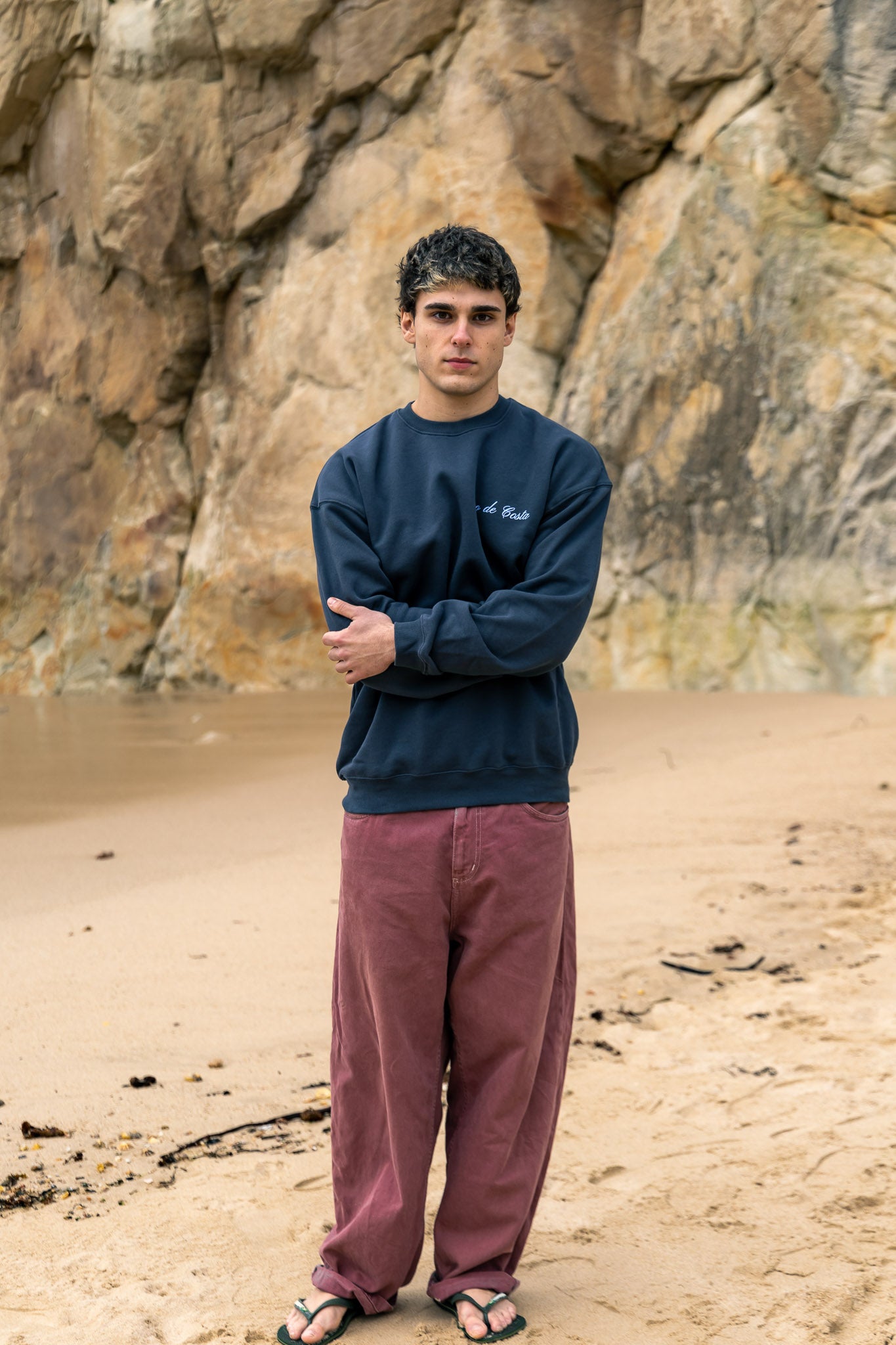 SUDADERA ANTRACITA/CELESTE "CERO DE COSTA CURSIVA" LOGO