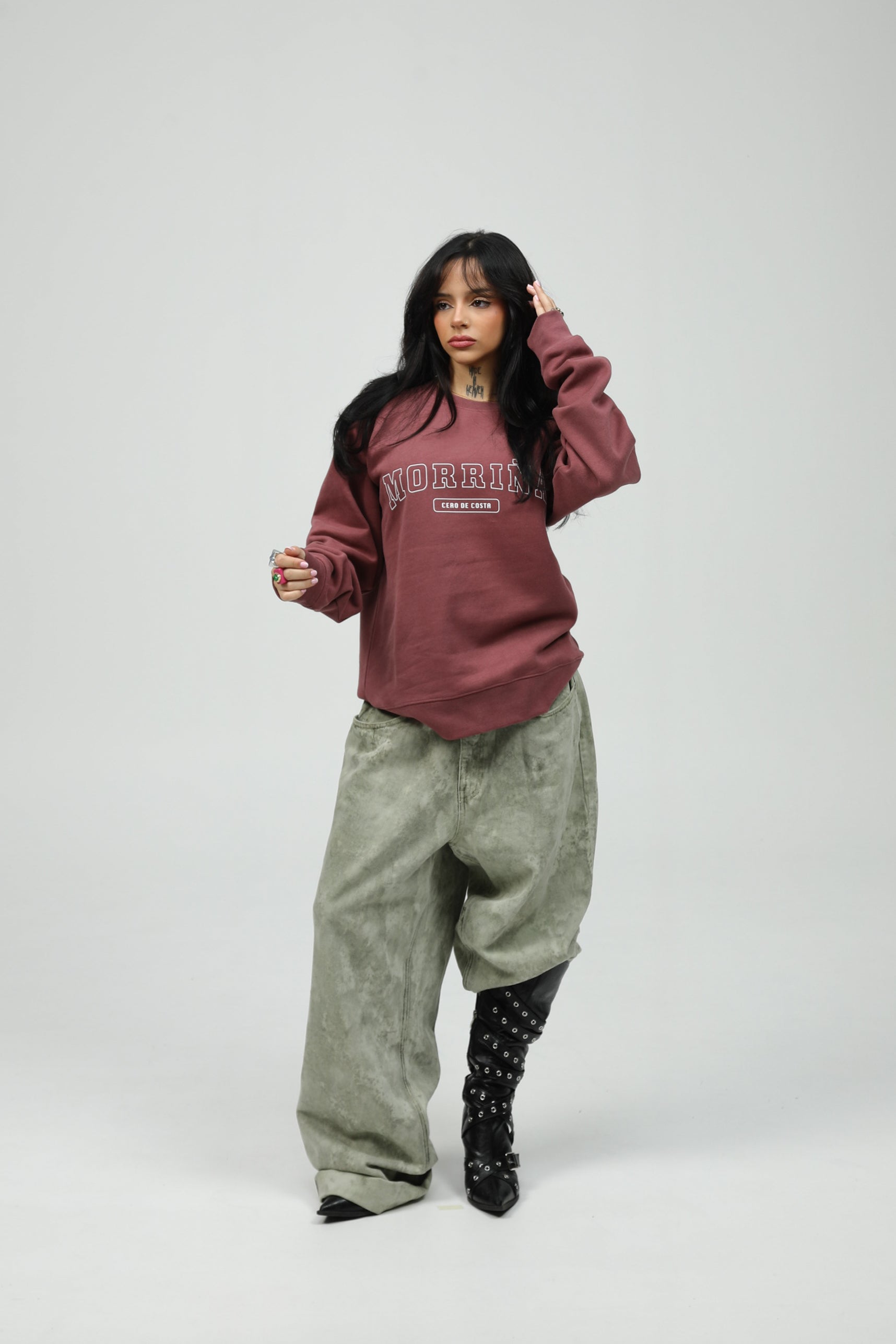 SUDADERA BORDEAUX/BLANCO MORRIÑA