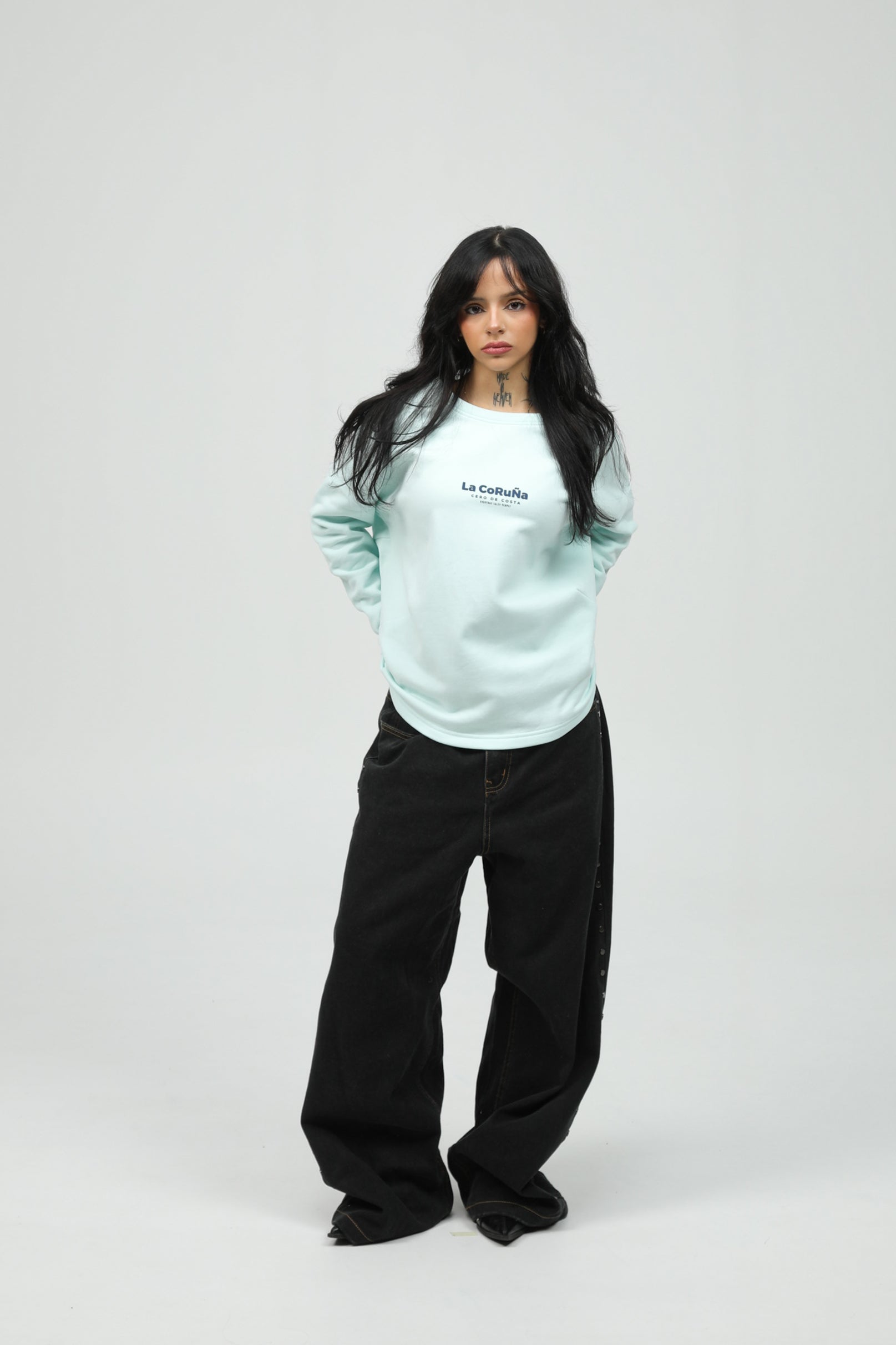 SUDADERA LA CORUÑA SIN CENEFA VERDE AGUA/MARINO