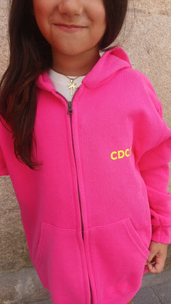 SUDADERA PONTEVEDRA FUCSIA/AMARILLO CREMALLERA CON CAPUCHA