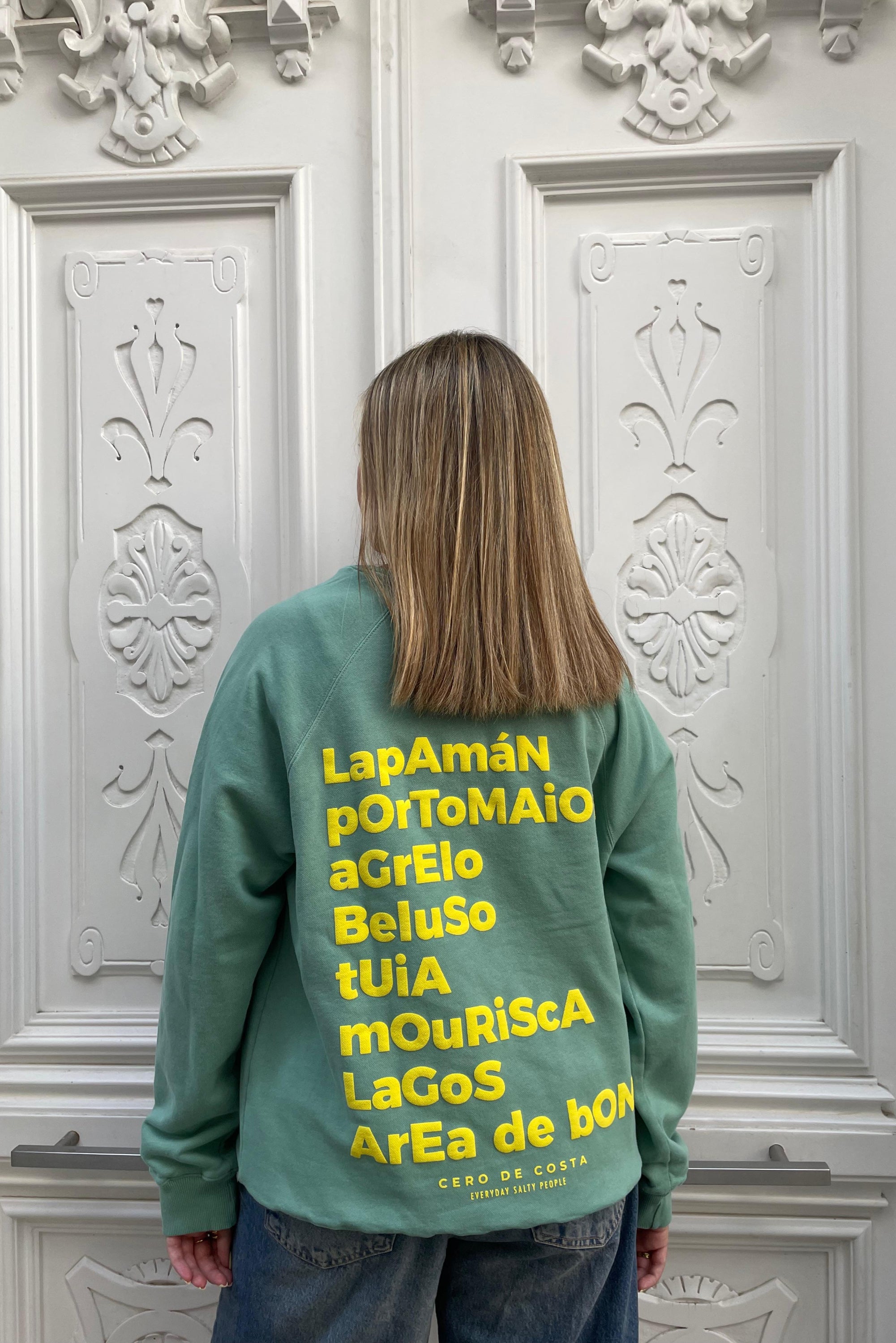 SUDADERA "BUEU" VERDE AGUA/AMARILLO