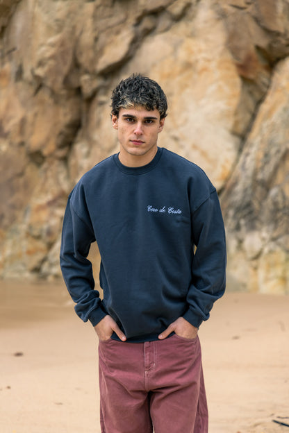 SUDADERA ANTRACITA/CELESTE "CERO DE COSTA CURSIVA" LOGO