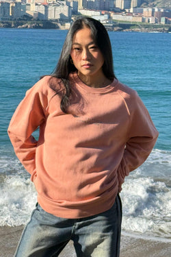 SUDADERA ROSA SALMÓN/AZUL "LOS FAROS CERO DE COSTA"