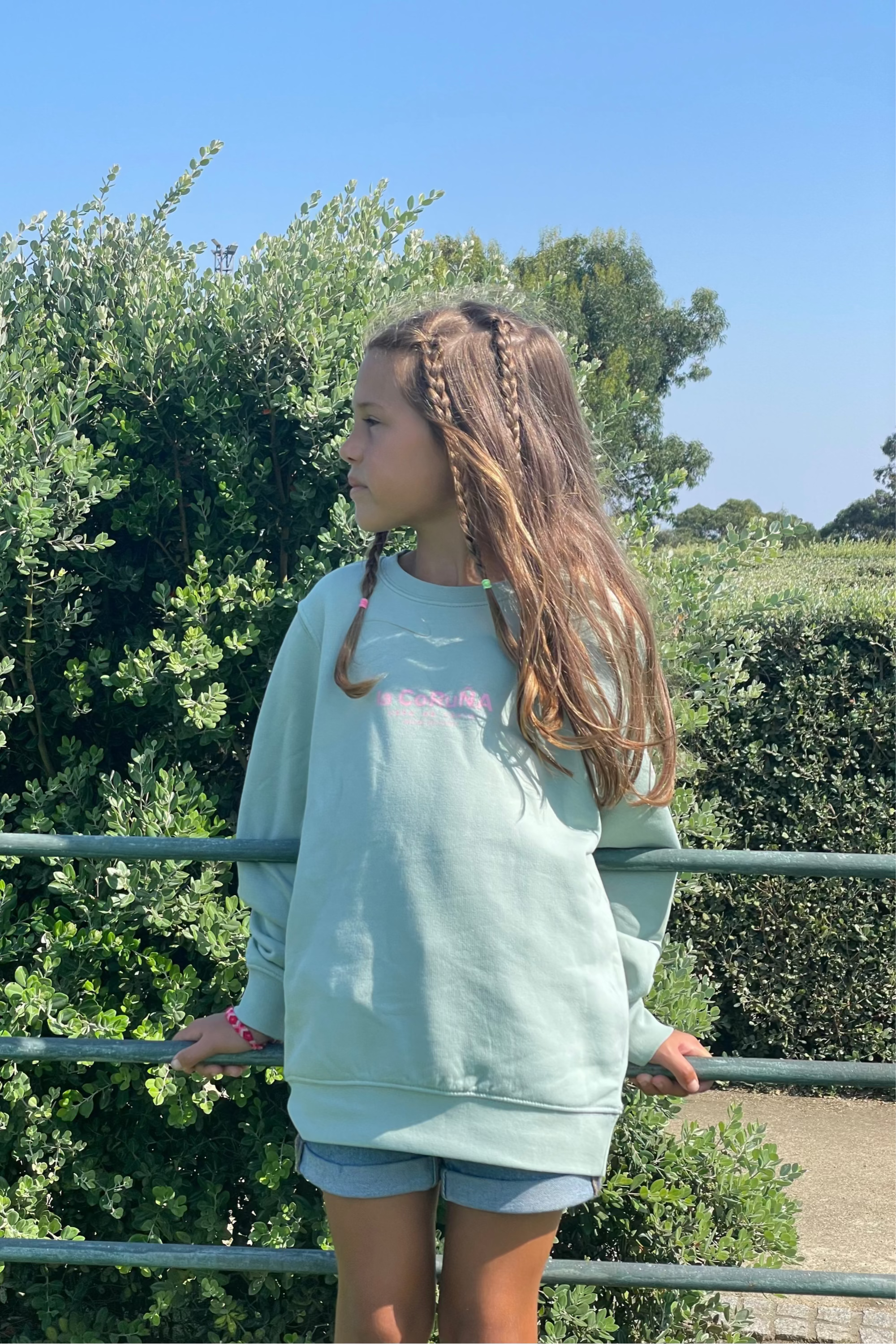 SUDADERA LA CORUÑA VERDE AGUA/ROSA KIDS