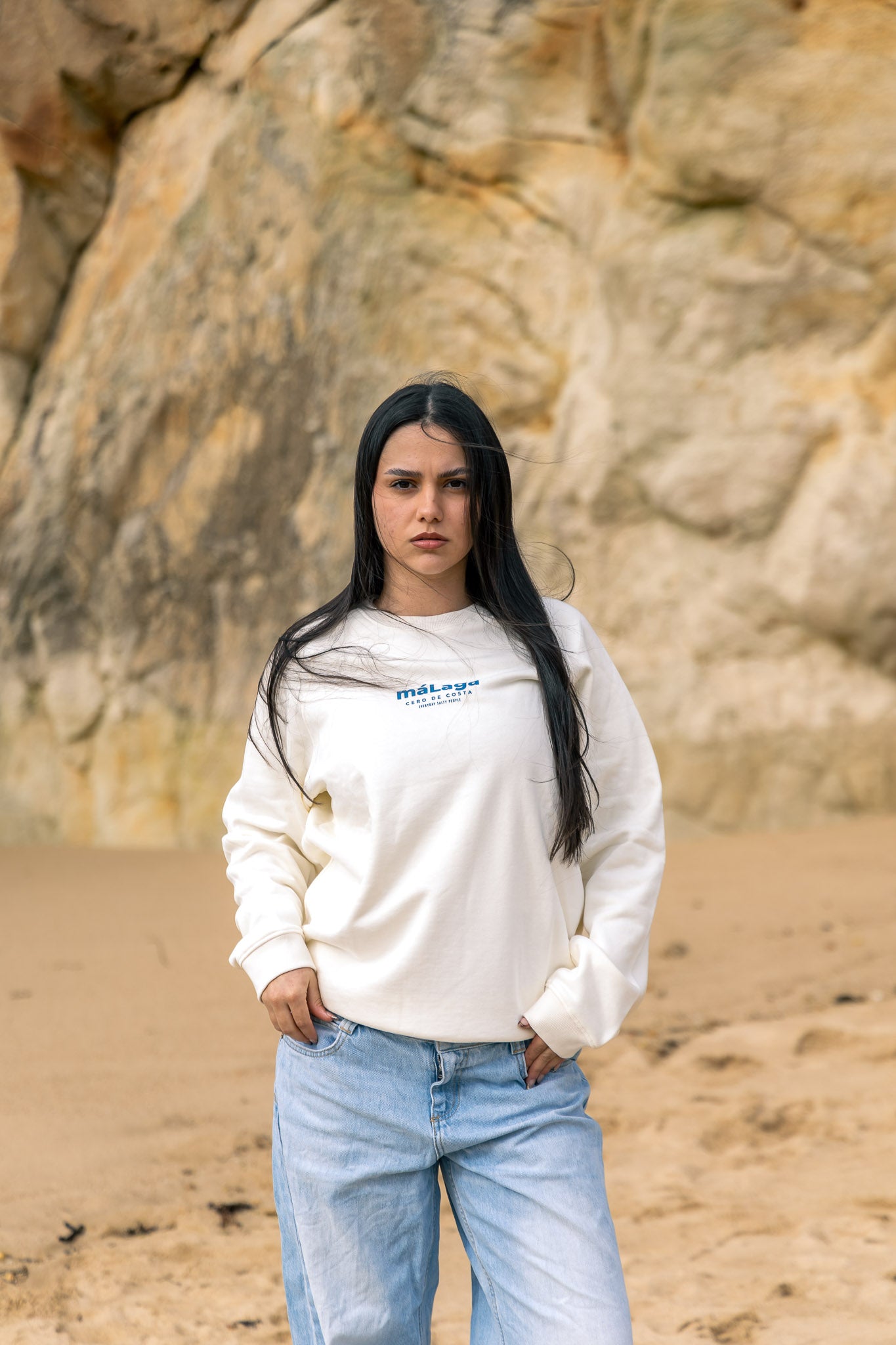 SUDADERA BLANCO/AZUL "MÁLAGA"