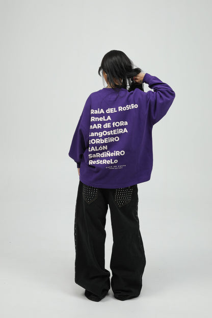 PURPLE/WHITE SWEATSHIRT "END OF THE WORLD" 