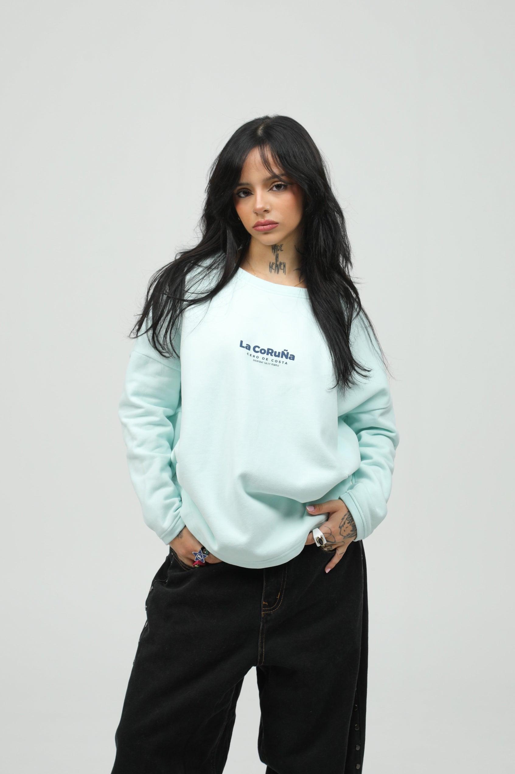 SUDADERA LA CORUÑA SIN CENEFA VERDE AGUA/MARINO