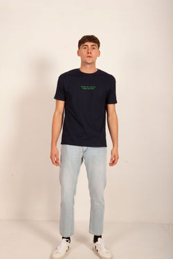 CAMISETA ALGODÓN ORGÁNICO MARINO/VERDE LOGO