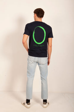 CAMISETA ALGODÓN ORGÁNICO MARINO/VERDE LOGO