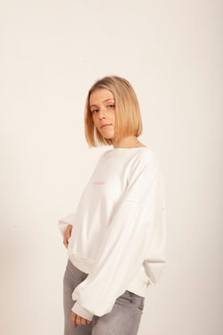SUDADERA BLANCA/ROSA CORTA "SANXENXO"