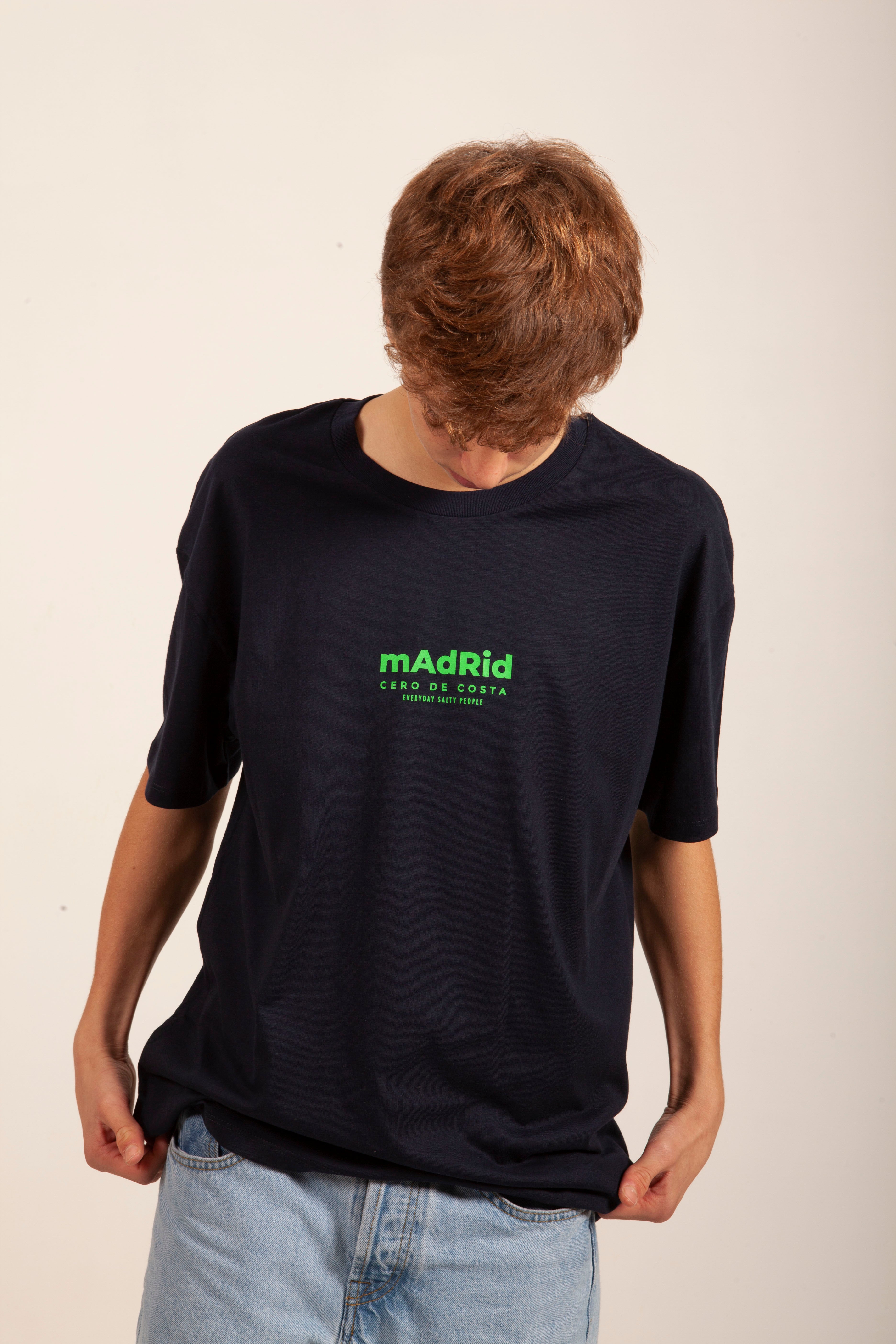 CAMISETA ALGODÓN ORGÁNICO MARINO/VERDE “MADRID”