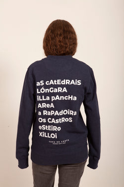 SUDADERA "LUGO" MARINO/BLANCO ALGODÓN ORGÁNICO SIN CAPUCHA
