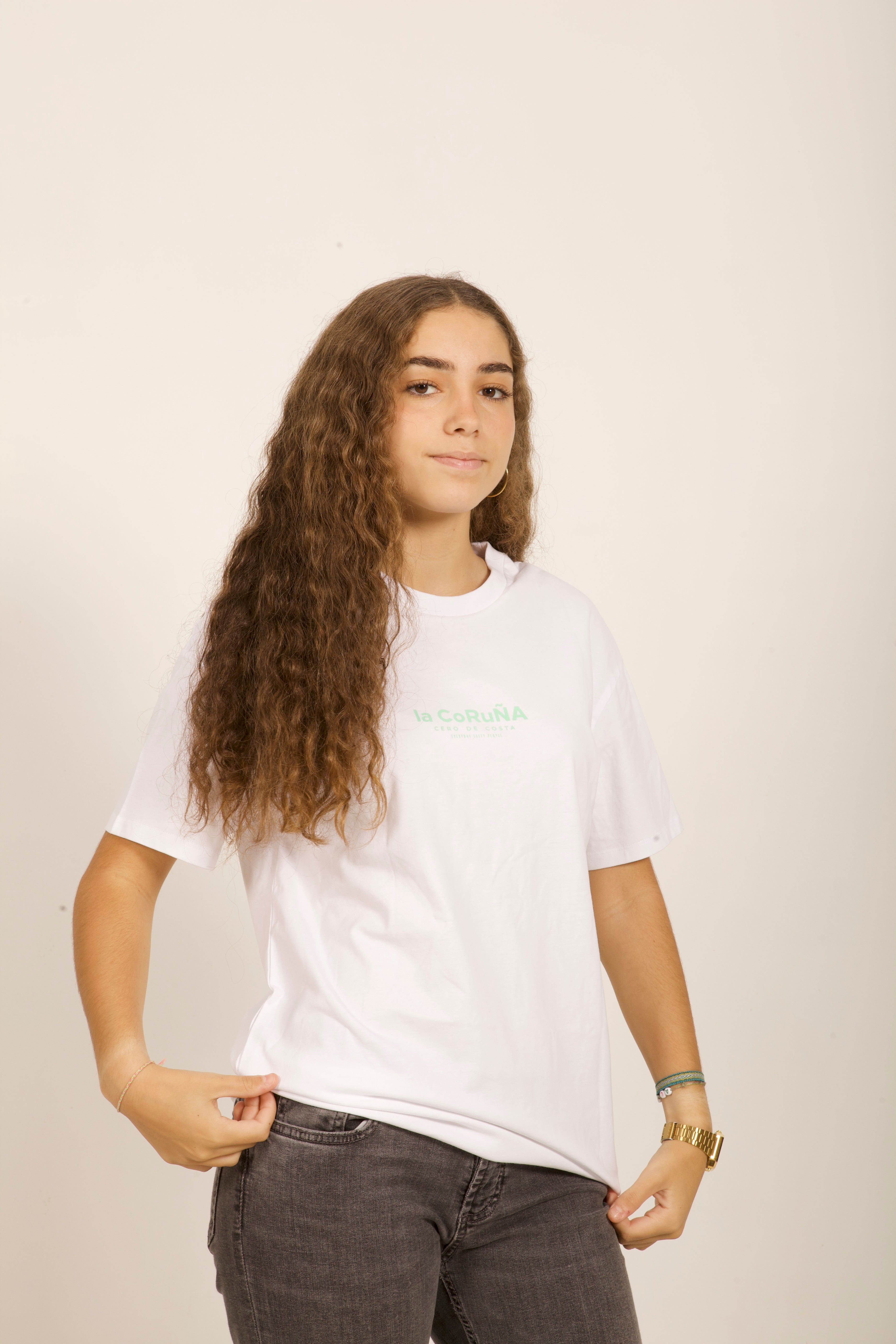 CAMISETA "LA CORUÑA" BLANCO/VERDE AGUA