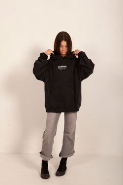 SUDADERA NEGRO/BLANCO "FERROL" CON CAPUCHA