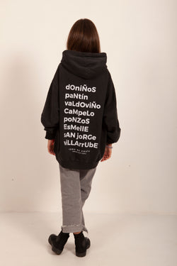 SUDADERA NEGRO/BLANCO "FERROL" CON CAPUCHA