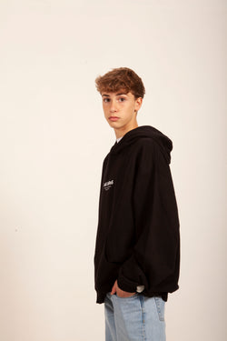 SUDADERA NEGRO/BLANCO "LOS FAROS" CON CAPUCHA