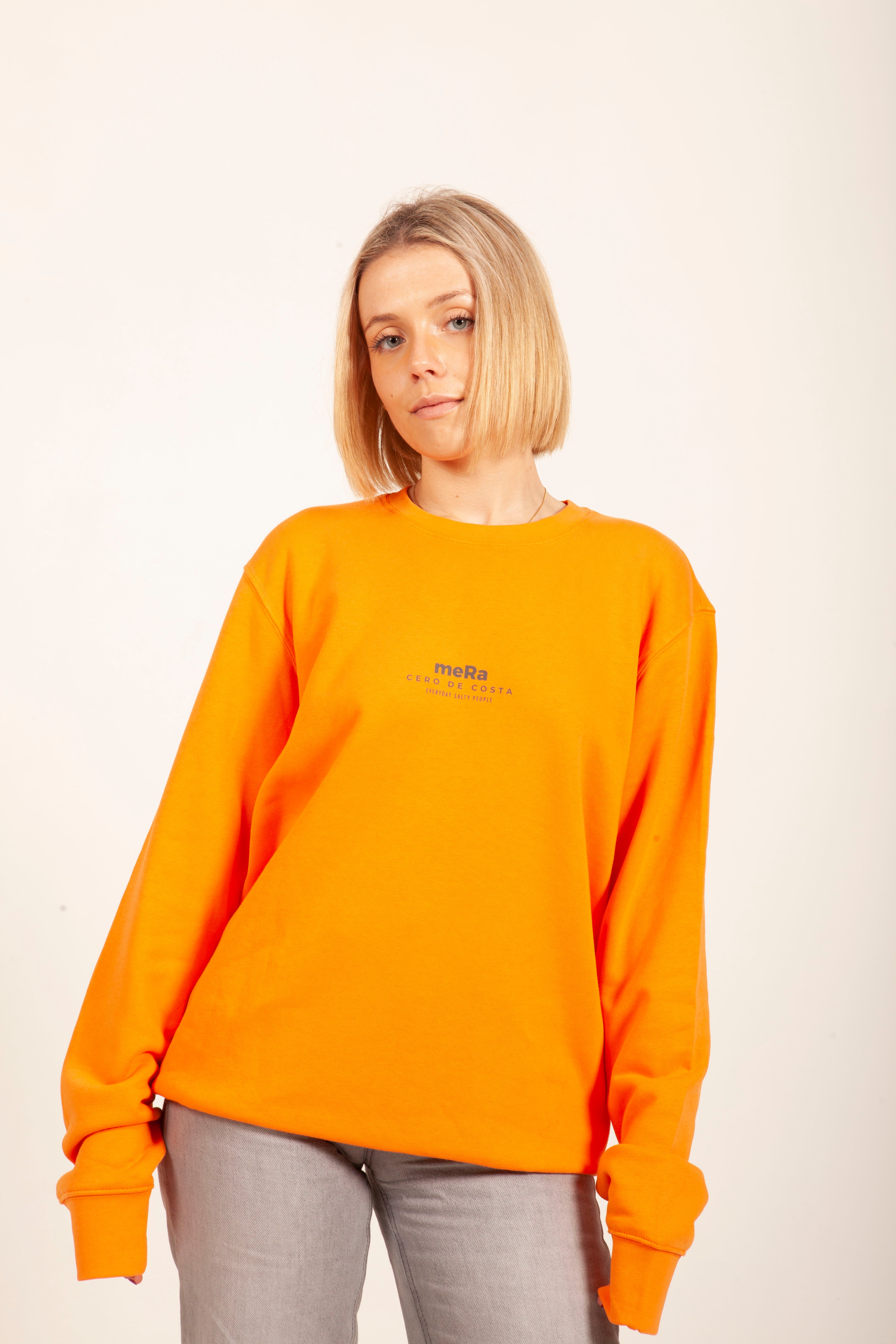 SUDADERA NARANJA/ANTRACITA "MERA" SIN CAPUCHA