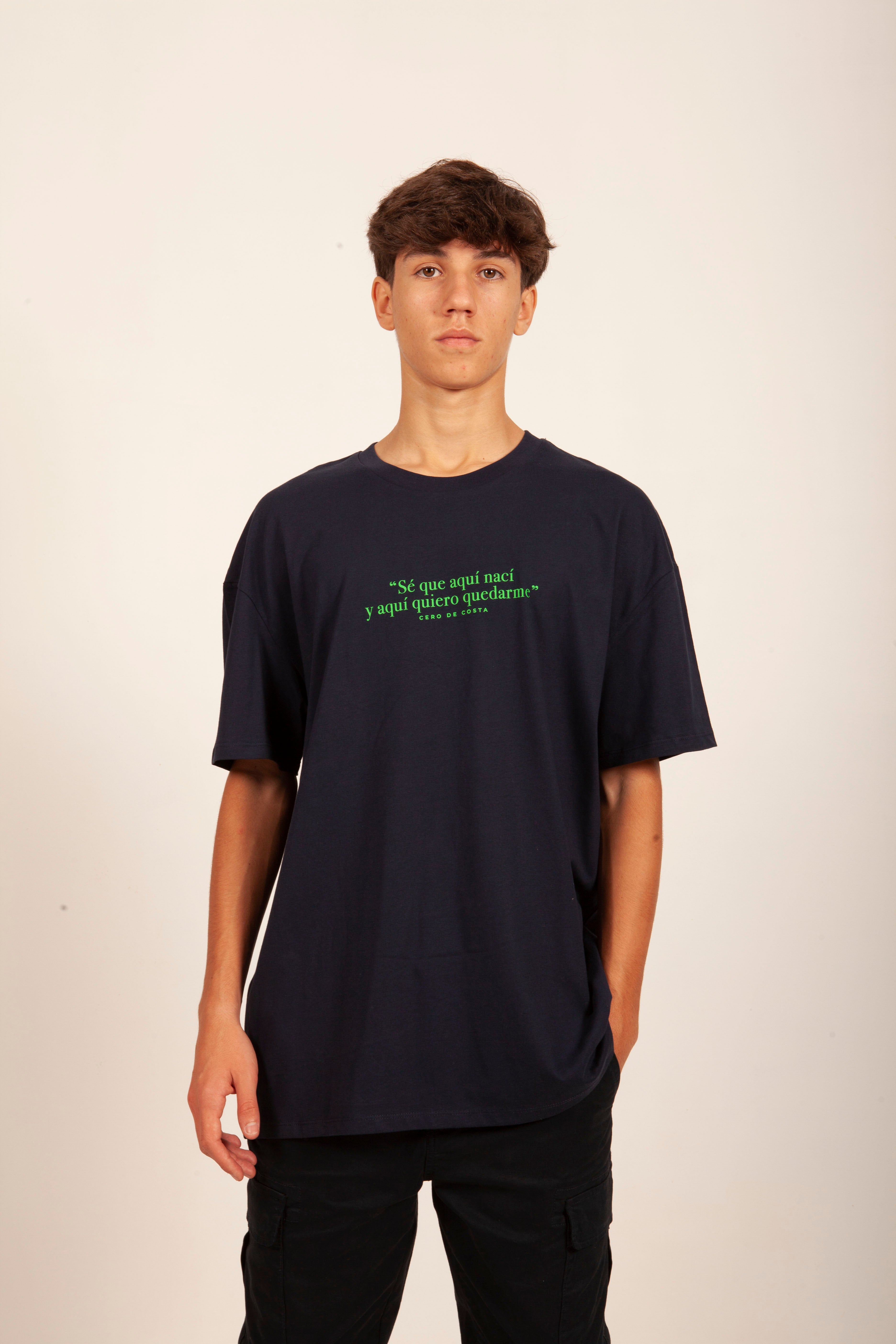 CAMISETA ALGODÓN ORGÁNICO MARINO/VERDE “LOS LIMONES”