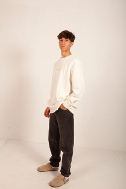 SUDADERA "SANXENXO" BLANCO/VERDE LIMA SIN CAPUCHA
