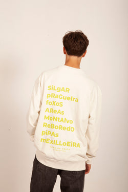 SUDADERA "SANXENXO" BLANCO/VERDE LIMA SIN CAPUCHA
