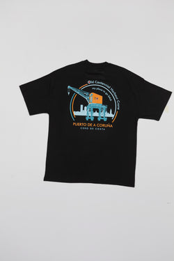 CAMISETA OVERSIZED NEGRO "PUERTO DE A CORUÑA"