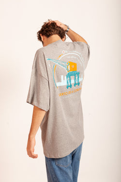 CAMISETA OVERSIZED GRIS "PUERTO DE A CORUÑA"