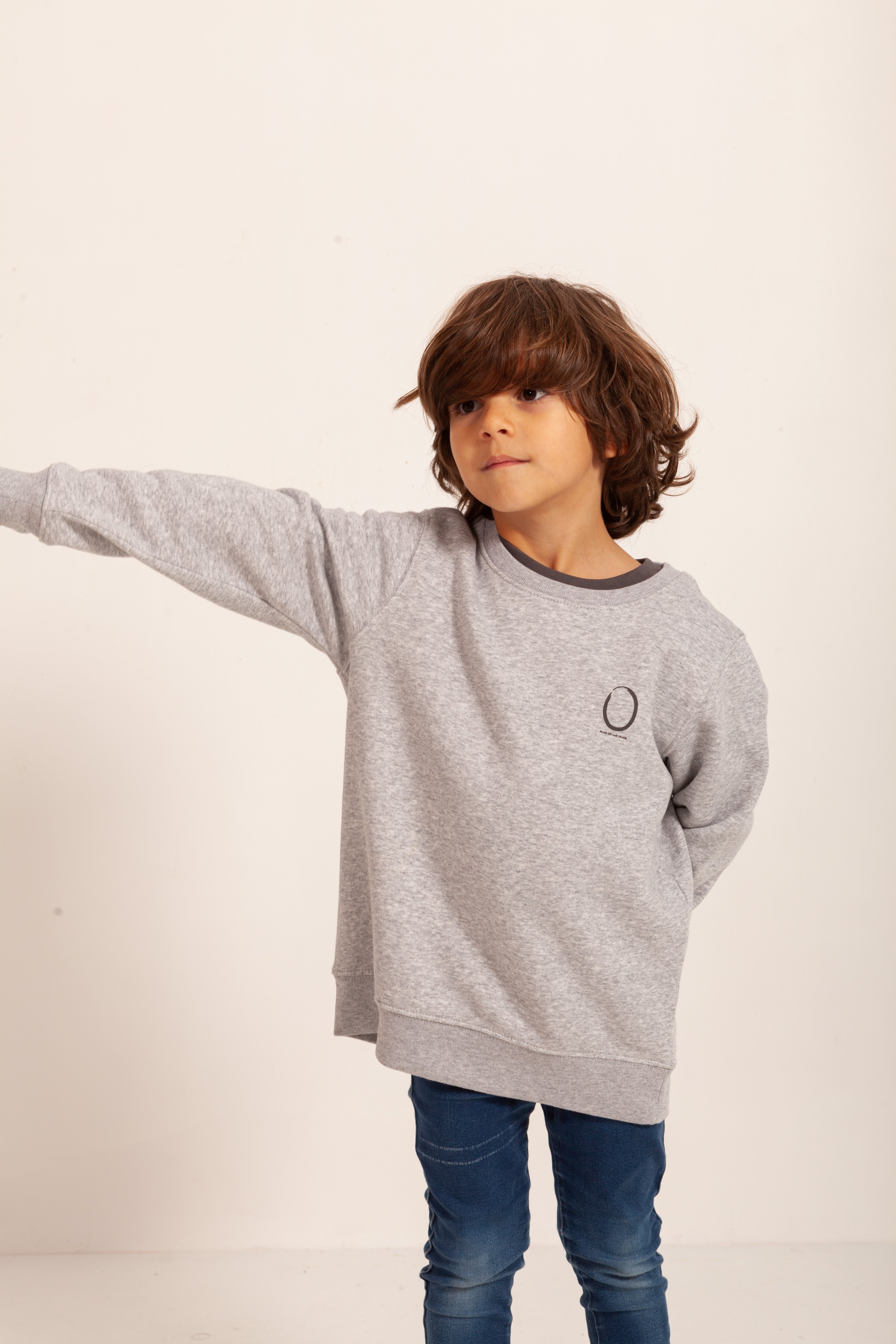 SUDADERA KIDS SIN CAPUCHA GRIS/NEGRO "RUTA DE LOS FAROS"