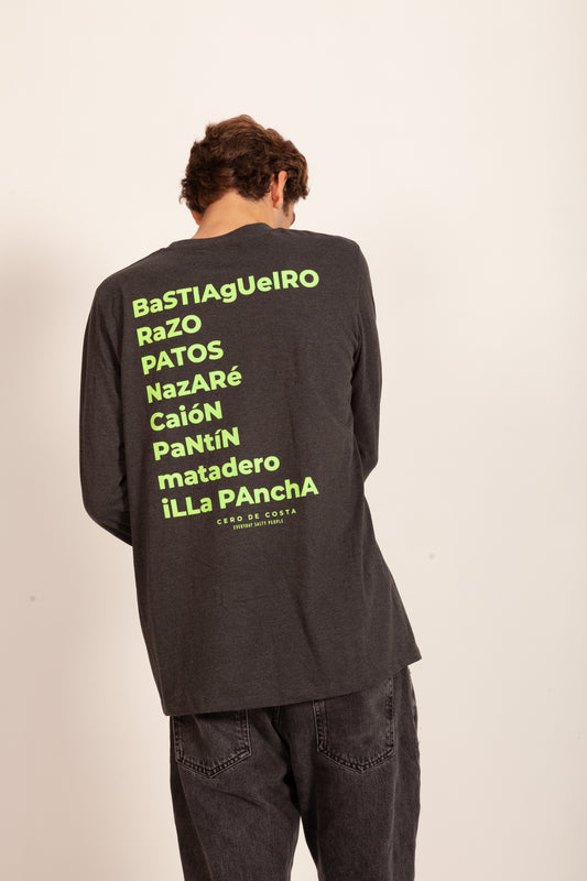 Camiseta manga larga antracita/verde