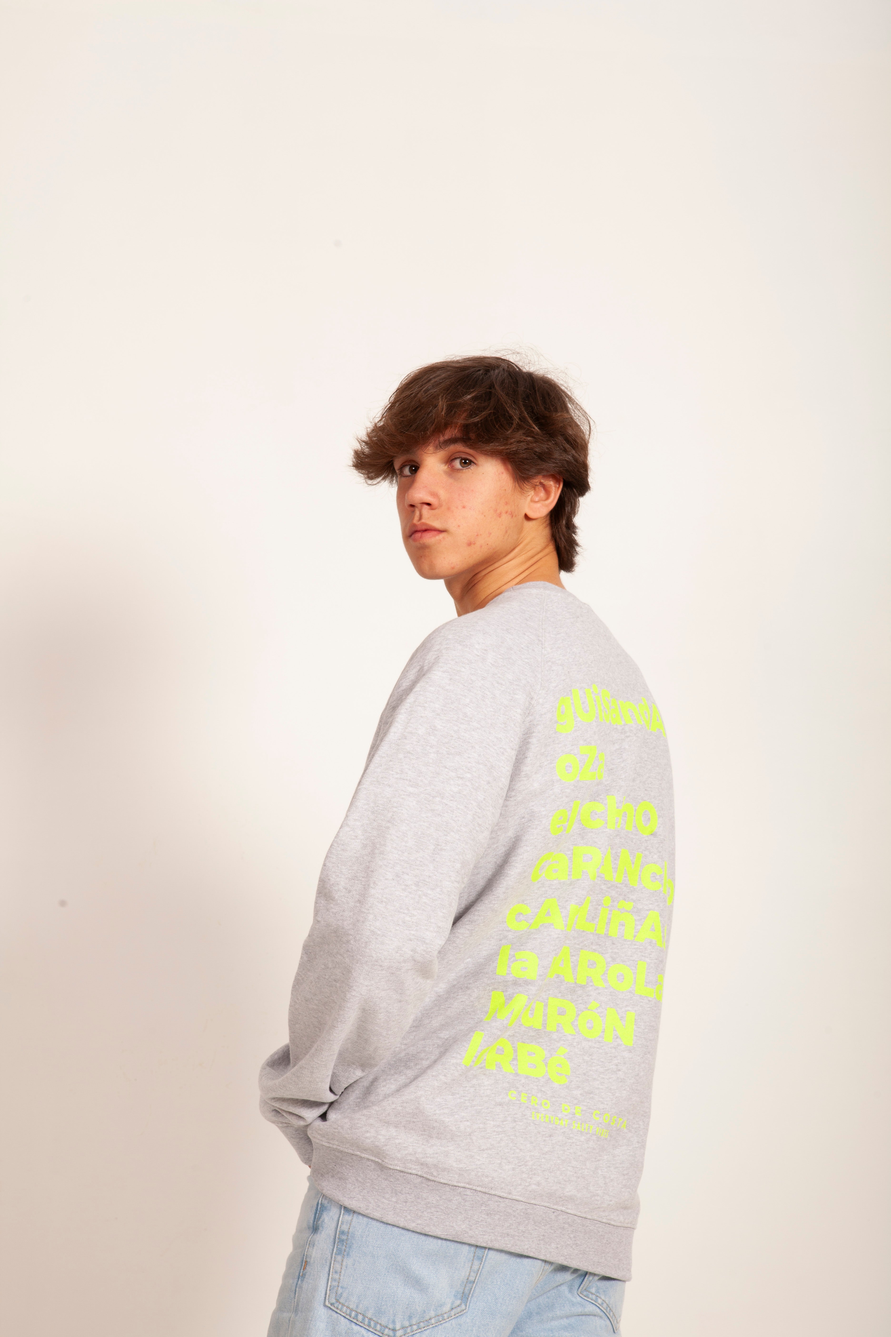 SUDADERA GRIS/FLUOR 