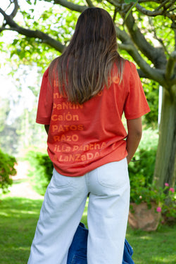 CAMISETA ALGODÓN ORGÁNICO NARANJA/NARANJA “CERO DE COSTA” PLAYAS SURF
